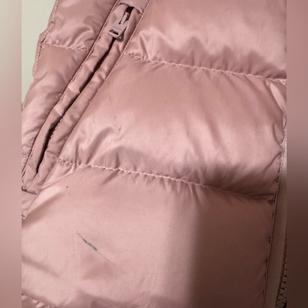 Coach Blush Pink Rose Quilted Long Slim Puffer Hooded Jacket size L - Picture 12 of 13